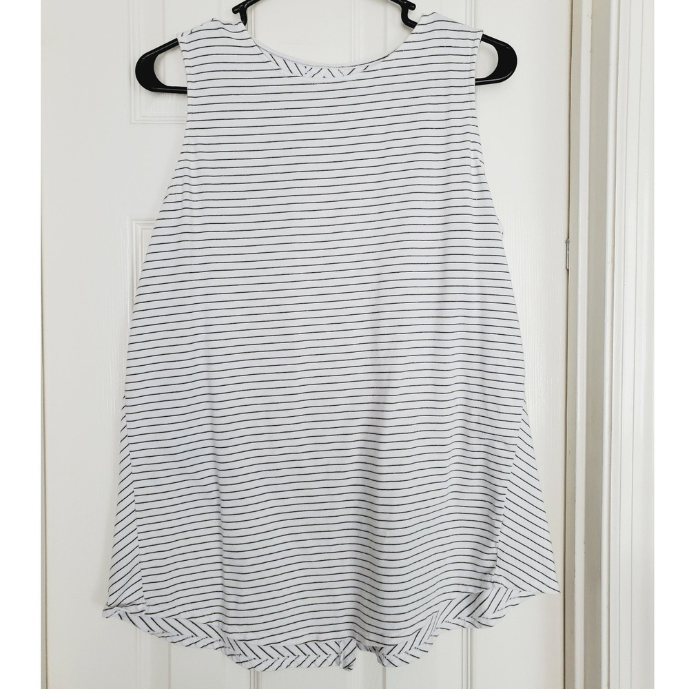 J.Jill Luxe Supima Sleeveless Top Coastal White Striped Casual Minimalist M
